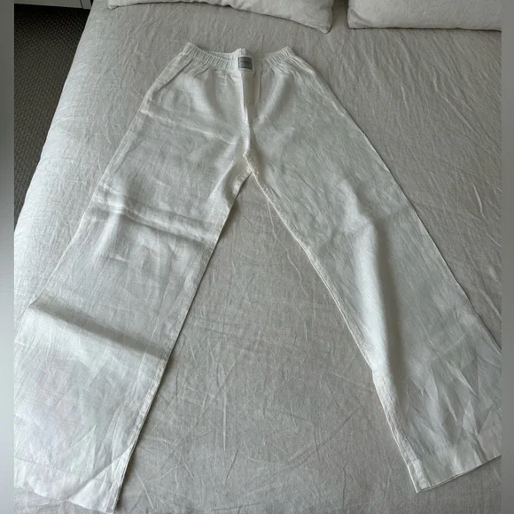 Comme Si -Ivory Wide-Leg Linen Boxer Pants - Picture 1 of 8